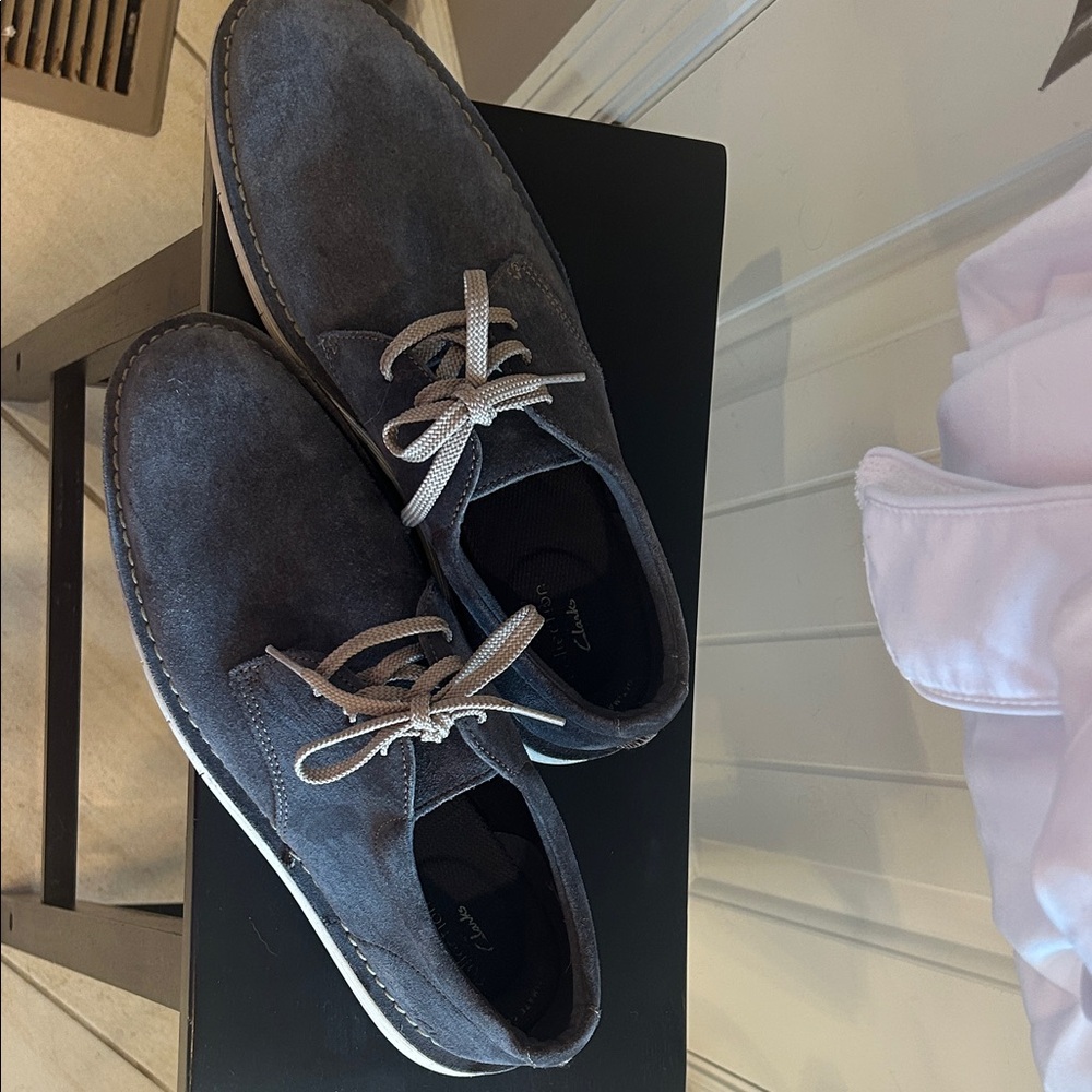 Clarks Men's Dark Gray Suede Oxfords